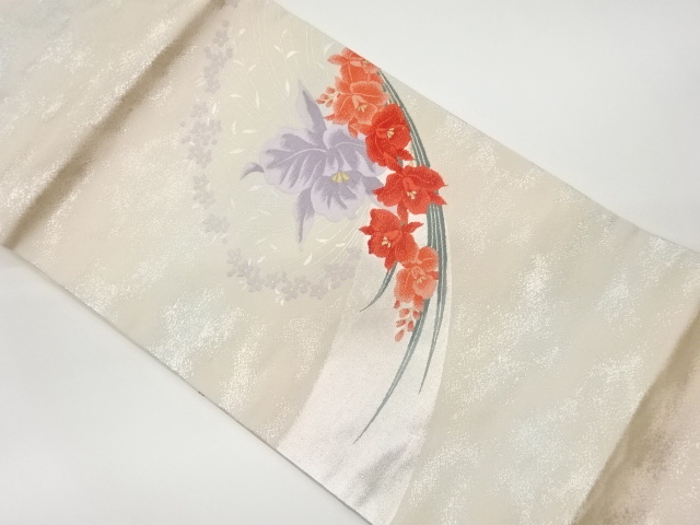 リサイクル　花模様織出し名古屋帯